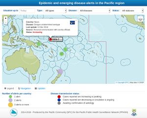 Interactive map of epidemic and emerging disease alerts in the Pacific