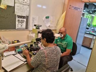 "Pacific Community health experts conduct laboratory training for COVID-19 testing with their healthcare colleagues in Nuku'alofa, Tonga. Credit: Pacific Community (SPC)
